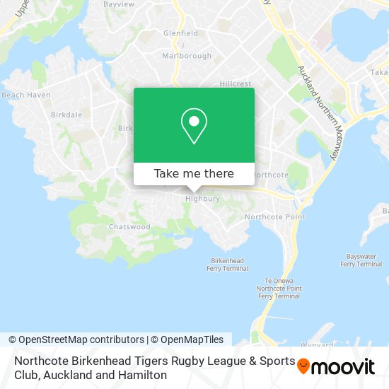 Northcote Birkenhead Tigers Rugby League & Sports Club map
