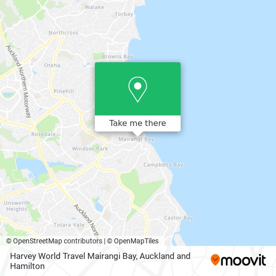 Harvey World Travel Mairangi Bay map