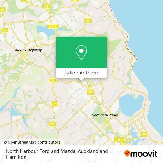 North Harbour Ford and Mazda map
