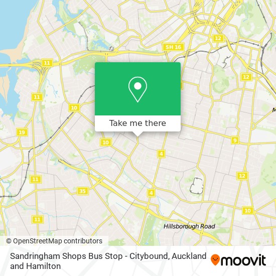 Sandringham Shops Bus Stop - Citybound map