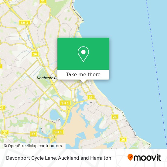Devonport Cycle Lane map