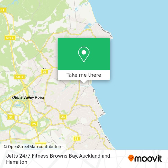Jetts 24/7 Fitness Browns Bay map