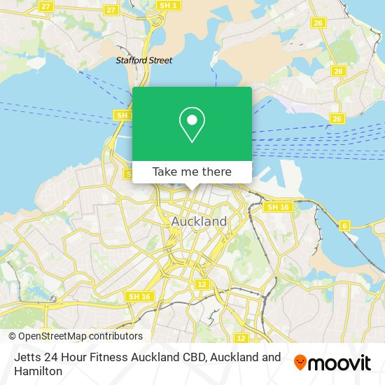 Jetts 24 Hour Fitness Auckland CBD map
