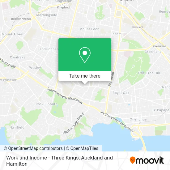 Work and Income - Three Kings map