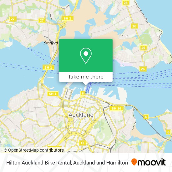 Hilton Auckland Bike Rental map