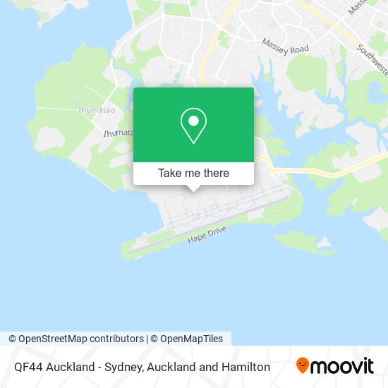 QF44 Auckland - Sydney map