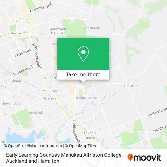 Early Learning Counties Manukau Alfriston College map