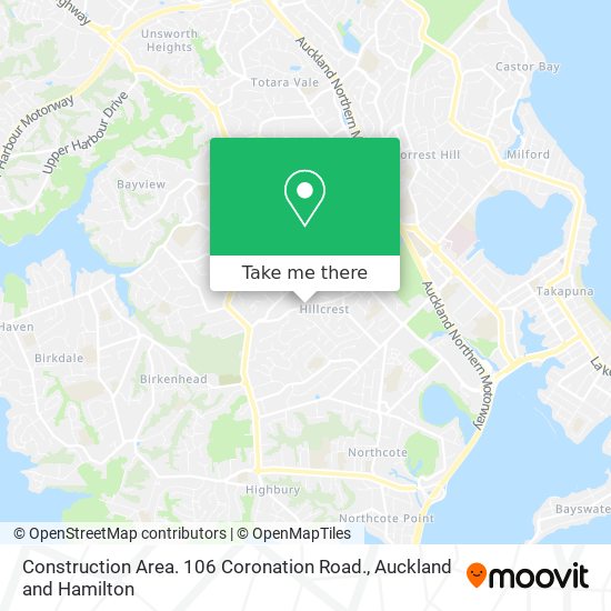 Construction Area. 106 Coronation Road. map