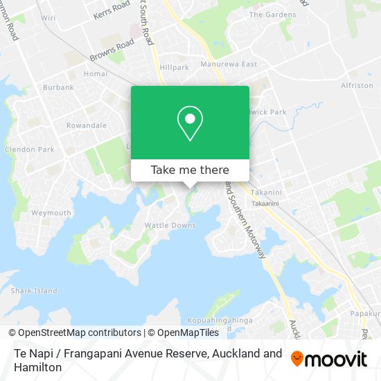 Te Napi / Frangapani Avenue Reserve map