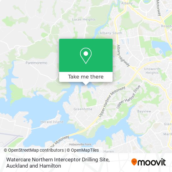 Watercare Northern Interceptor Drilling Site map