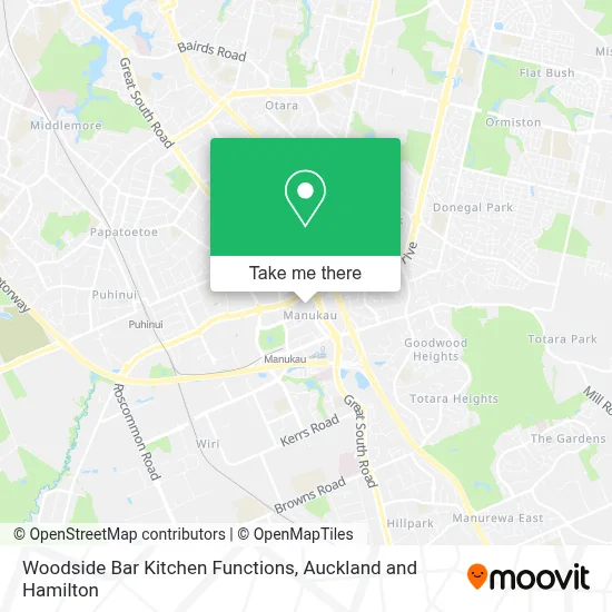Woodside Bar Kitchen Functions map