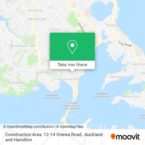 Construction Area. 12-14 Onewa Road.地图