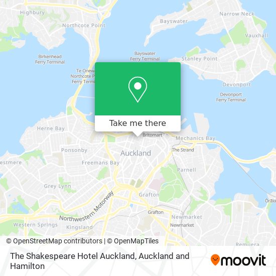 The Shakespeare Hotel Auckland map