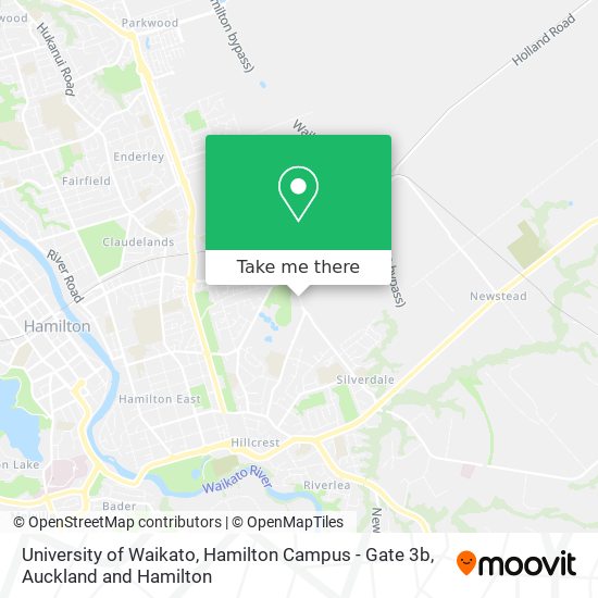 University of Waikato, Hamilton Campus - Gate 3b map