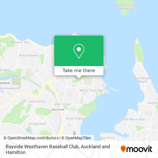 Bayside Westhaven Baseball Club map