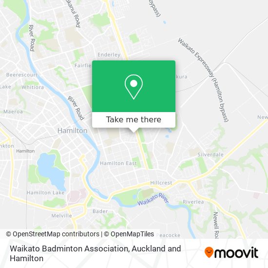 Waikato Badminton Association map