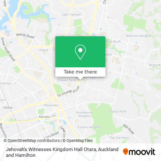 Jehovah's Witnesses Kingdom Hall Otara map