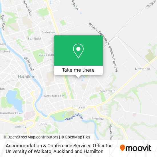 Accommodation & Conference Services Officethe University of Waikato map