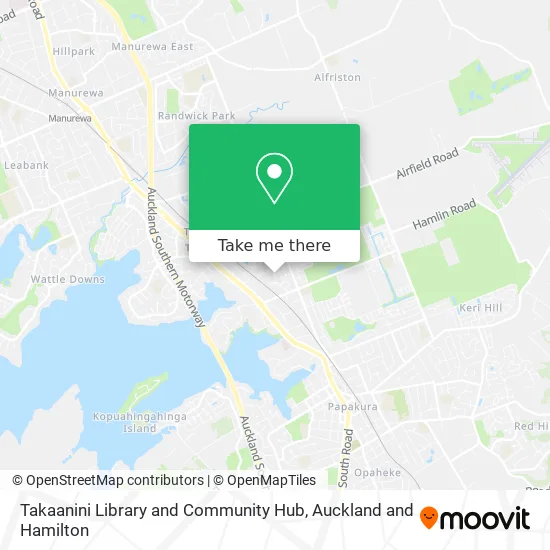 Takaanini Library and Community Hub map