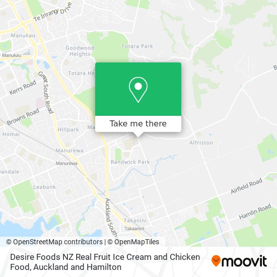 Desire Foods NZ Real Fruit Ice Cream and Chicken Food map