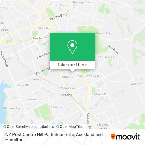 NZ Post Centre Hill Park Superette map