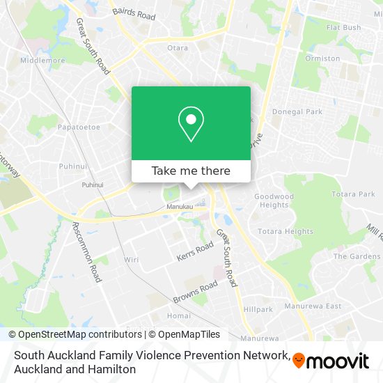 South Auckland Family Violence Prevention Network map