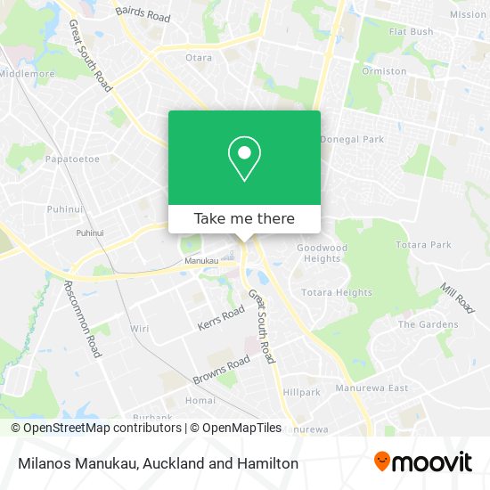 Milanos Manukau map