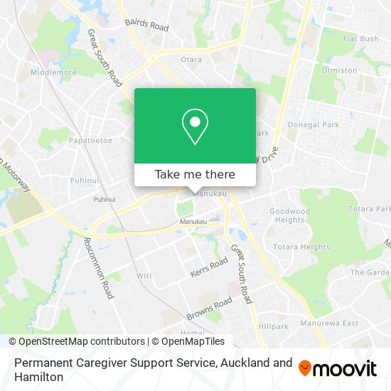 Permanent Caregiver Support Service map