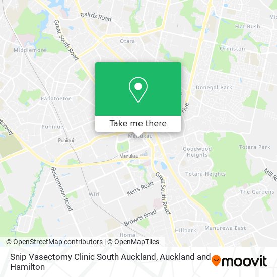 Snip Vasectomy Clinic South Auckland map