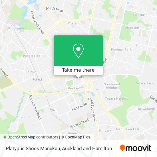 How to get to Platypus Shoes Manukau in Manukau Central by Bus or Train?