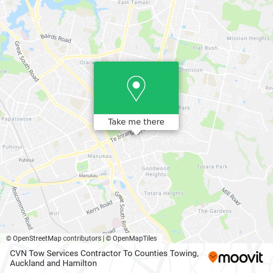 CVN Tow Services Contractor To Counties Towing map