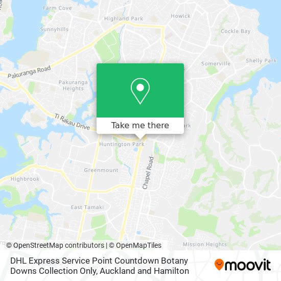 DHL Express Service Point Countdown Botany Downs Collection Only map