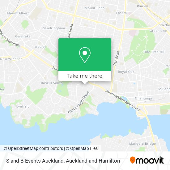 S and B Events Auckland map