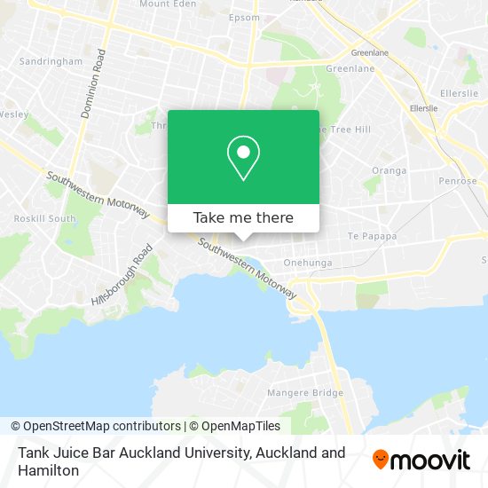 Tank Juice Bar Auckland University map