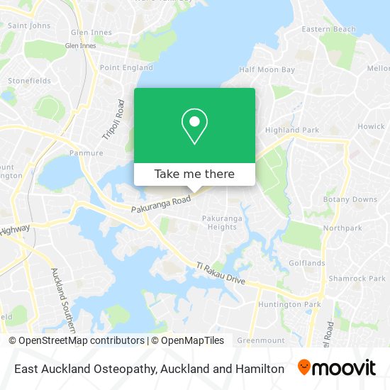 East Auckland Osteopathy map