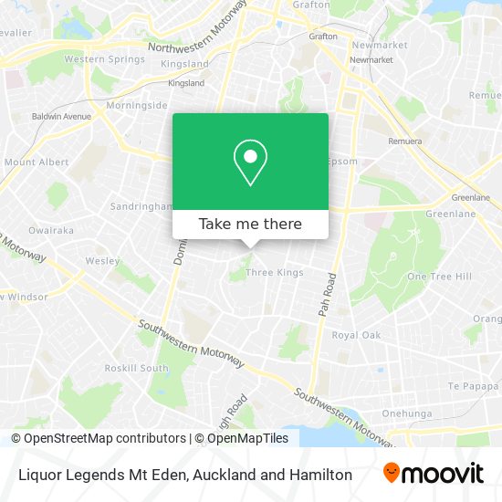 Liquor Legends Mt Eden map