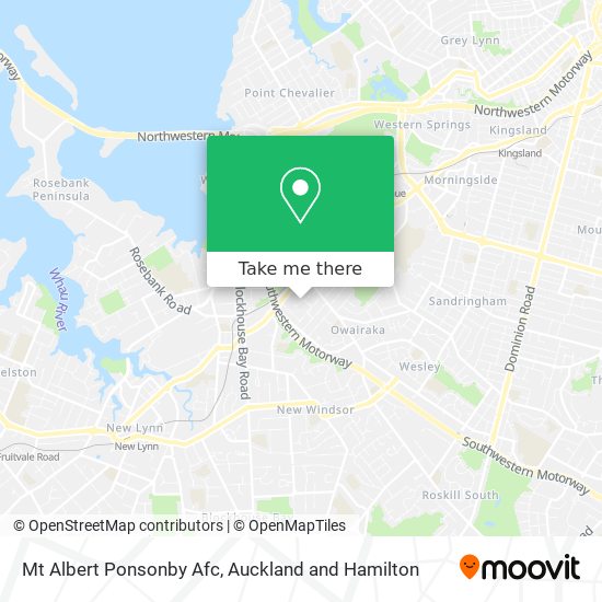 Mt Albert Ponsonby Afc map