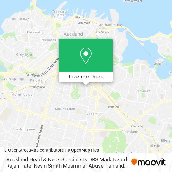 Auckland Head & Neck Specialists DRS Mark Izzard Rajan Patel Kevin Smith Muammar Abuserriah and Kim map