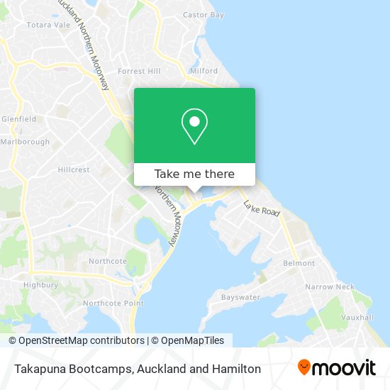 Takapuna Bootcamps map