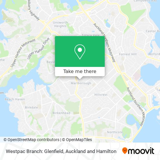 Westpac Branch: Glenfield map