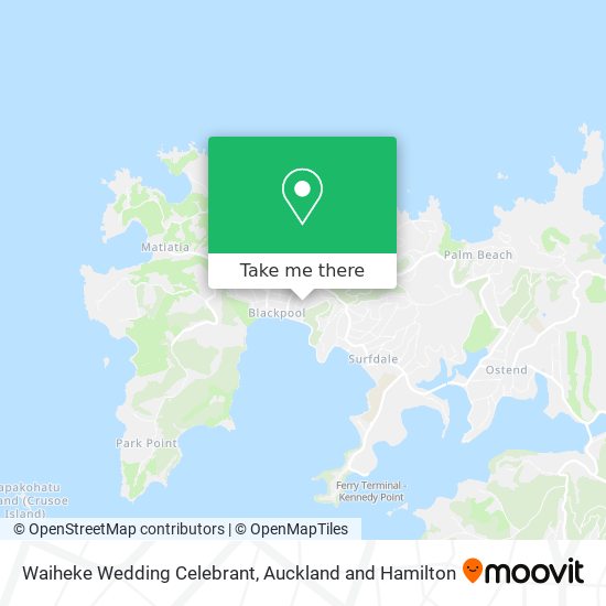 Waiheke Wedding Celebrant map