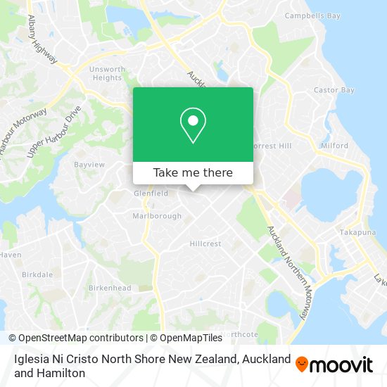 Iglesia Ni Cristo North Shore New Zealand map