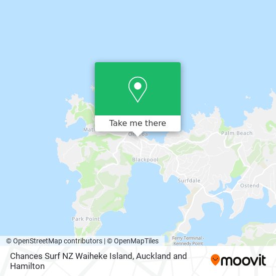 Chances Surf NZ Waiheke Island map