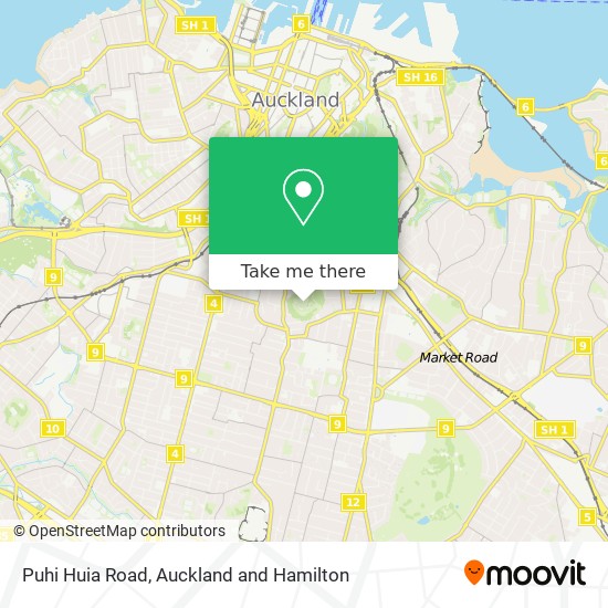 Puhi Huia Road map