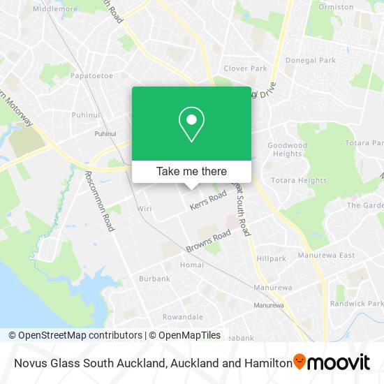Novus Glass South Auckland map