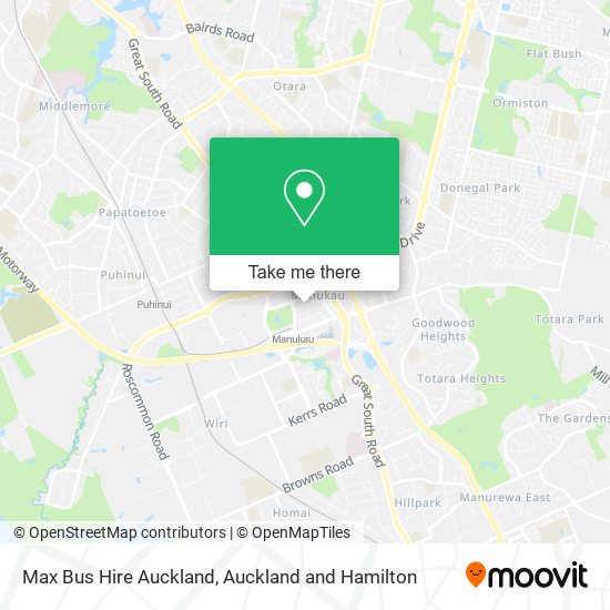 Max Bus Hire Auckland map