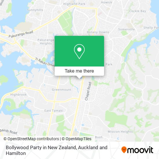Bollywood Party in New Zealand map