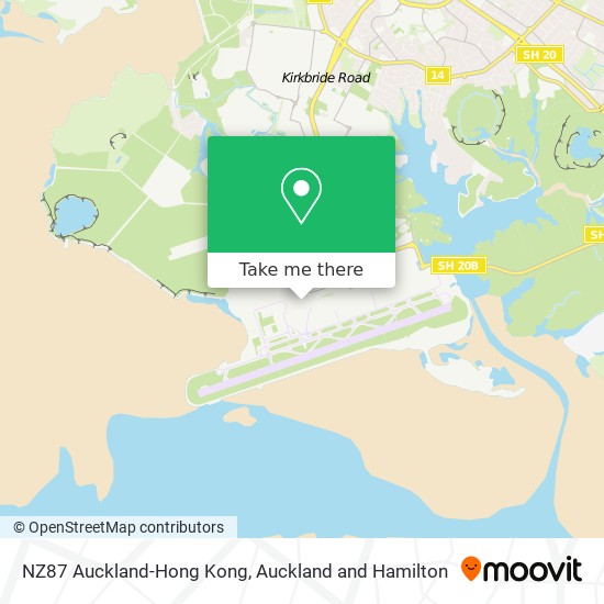 NZ87 Auckland-Hong Kong map