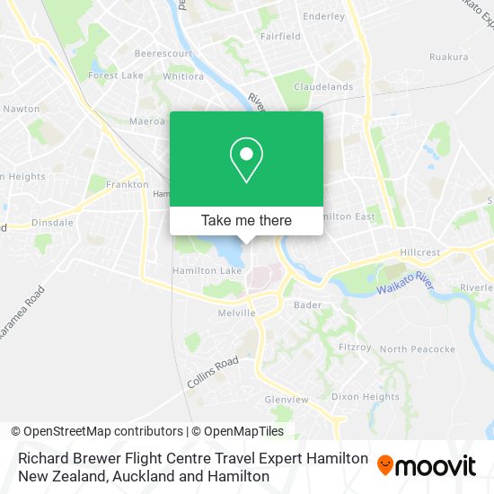Richard Brewer Flight Centre Travel Expert Hamilton New Zealand map