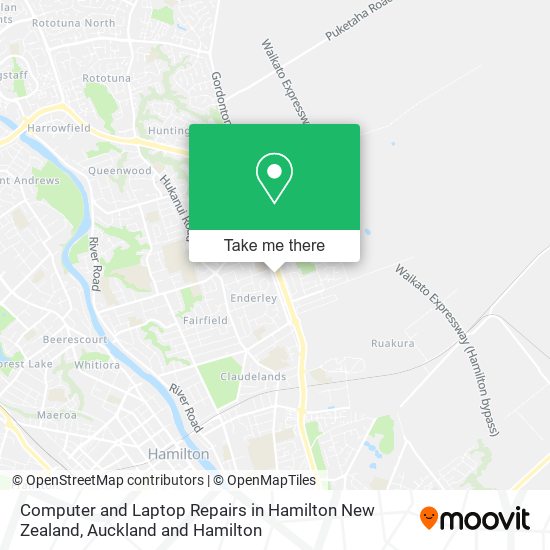 Computer and Laptop Repairs in Hamilton New Zealand map